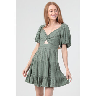 Angie Angie Keyhole Dress w/ Puff Sleeve(C4B91)