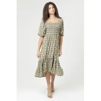Angie Angie LS Slit Smocked Maxi Dress(C4K53)