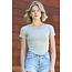 Angie Angie Scoop Neck Fitted Short Sleeve Crop Top (X2DS8)