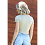 Angie Angie Scoop Neck Fitted Short Sleeve Crop Top (X2DS8)