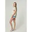 Angie Angie Slubby Metallic Threads V Neck Short Sleeve Knit Pullover (XHS86)