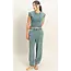 Double Zero Double Zero Rolled Sleeve Wrap-Front Crop Top and Jogger Set (DZ26A172)
