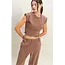 Double Zero Double Zero Rolled Sleeve Wrap-Front Crop Top and Jogger Set (DZ26A172)